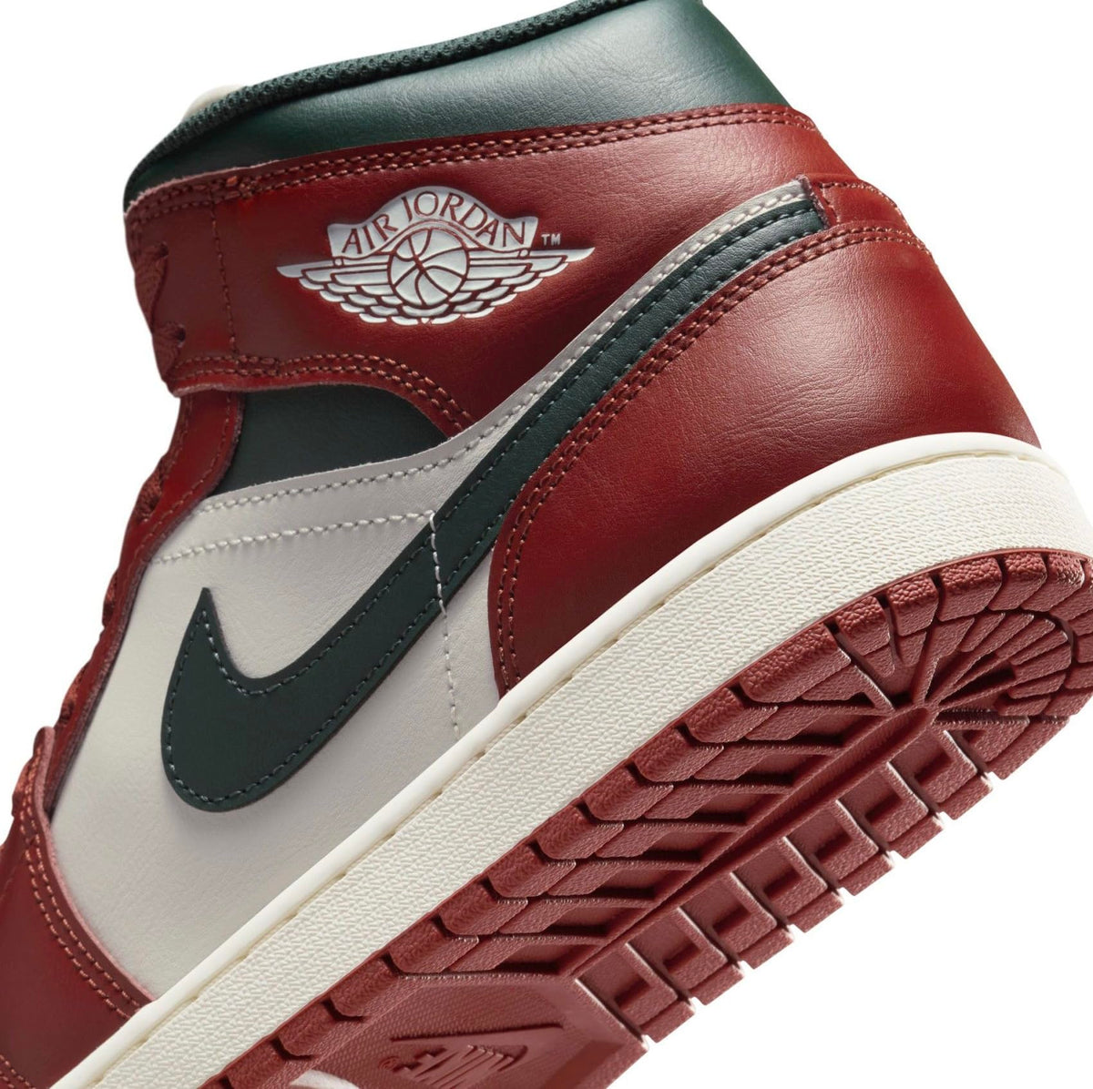 NIKE Air Jordan 1 Mid Men's Trainers Sneakers, Sail Redstone Midnight Green, 11