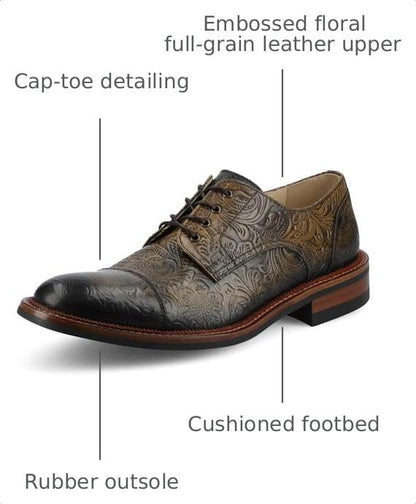TAFT Mens Rome Genuine Leather Derby Classic Dress Shoe Lace Up Round Cap Toe Cushioned Block Heel Oro Viejo 13 Medium MENS US