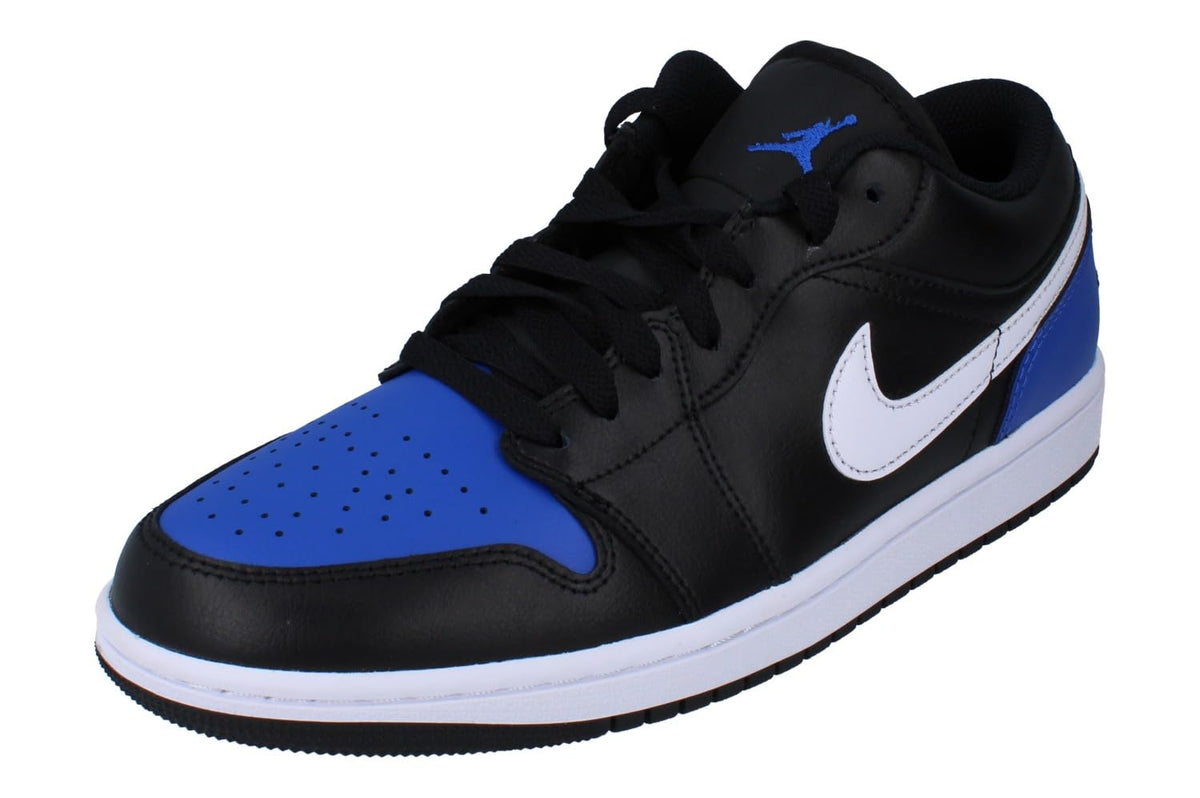 Nike Air Jordan 1 Low Mens Basketball Shoes (553558-042, Black/Game Royal/White) Size 10