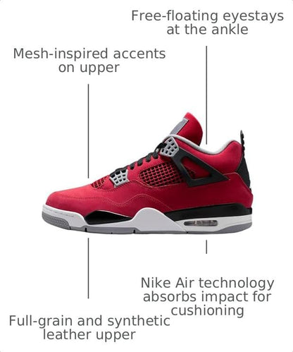 Air Jordan 4 Retro Men's Shoes (Fire Red/Black/Cement Gray/White) Size 7