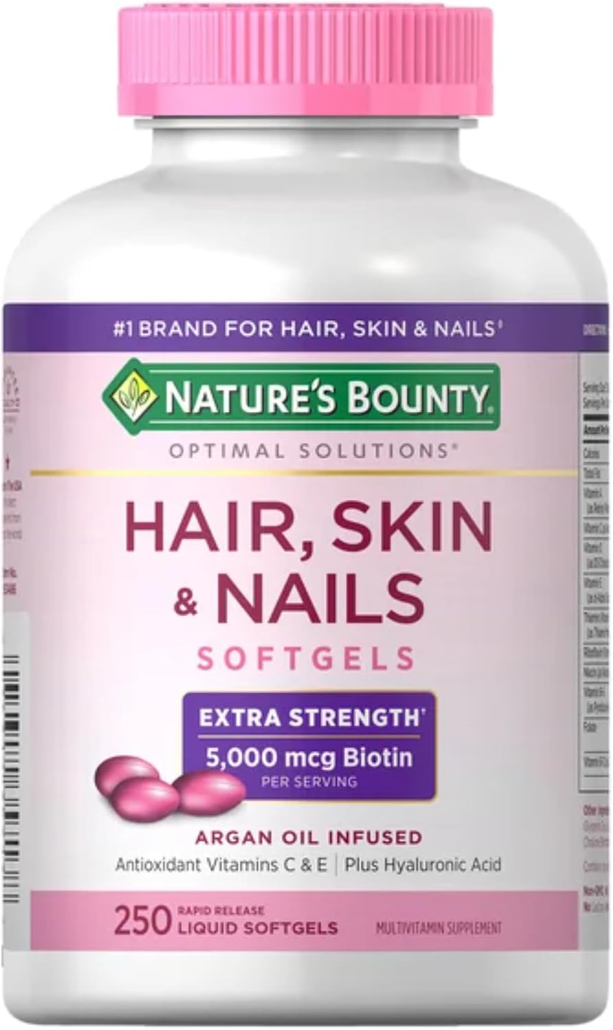 Nature's Bounty Hair Skin and Nails 5000 mcg of Biotin - 250 Coated Tablets Extra Strength