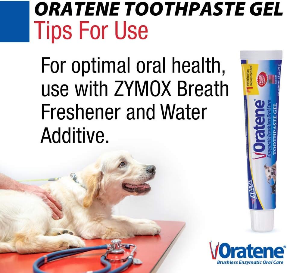 Pet King Brands ZYMOX Oratene Brushless Toothpaste Gel for Dogs and Cats, 2.5oz
