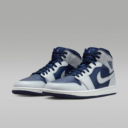 Air Jordan 1 Mid Men's Shoes (Blue Void/Summit White/Hot Lava/Pure Platinum) Size 12
