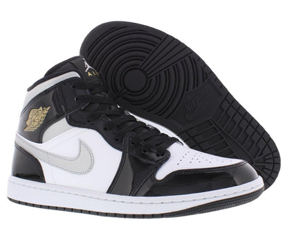 Nike Air Jordan 1 Mid SE Mens Trainers HV0789 Sneakers Shoes (UK 9 US 10 EU 44, Black Metallic Silver White 010)
