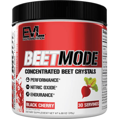 Evlution Nutrition BeetMode - Beet Root Powder - Nitric Oxide Booster - Black Cherry Flavor - Pre or Post-Workout Supplement for Enhanced Energy & Performance - Vegan & Gluten Free - 30 Servings