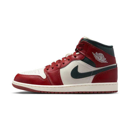 NIKE Air Jordan 1 Mid Men's Trainers Sneakers, Sail Redstone Midnight Green, 11