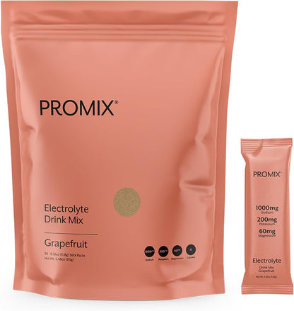 ProMix Nutrition Electrolytes Powder Hydration Packets | Himalayan Pink Salt, Magnesium, Potassium, Vitamin C | Sugar Free - 30 Count