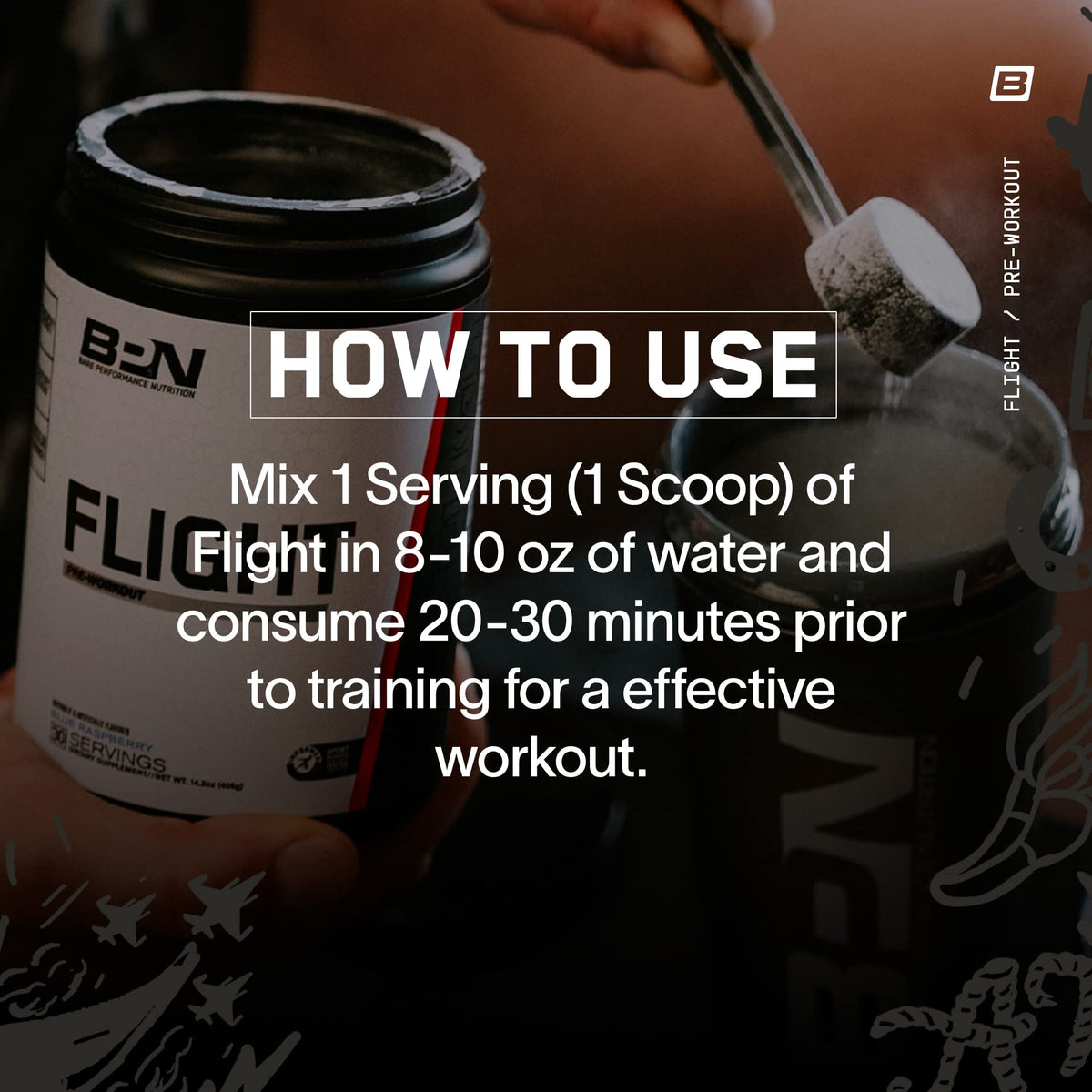 Bare Performance Nutrition BPN Flight Pre Workout, Supports Energy and Mental Focus, Improved Endurance & Muscle Pumps with CarnoSyn® Beta Alanine, Blue Raspberry, 30 Servings