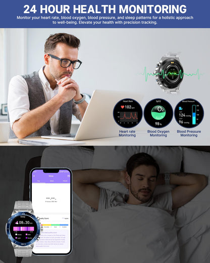 SOUYIE Smart Watch for Men Answer/Make Call 1.43" AMOLED 24H Health Monitor