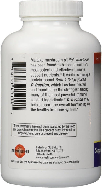 MUSHROOM WISDOM Maitake Mushroom Extract D-Fraction 360 Capsules