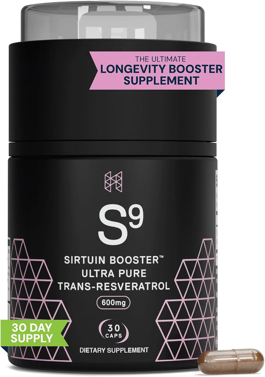 HPN S(9) Trans-Resveratrol for Antioxidant & Sirtuin Support, 30 Caps | Ultra-pure trans-resveratrol antioxidant formula supports sirtuin activity and healthy aging; 30 capsules.
