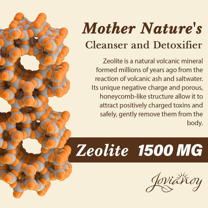 Jovianoy Zeolite Detox Capsules, Organic Activated Charcoal, Bentonite Clay, 1-2 µm Clinoptilolite, Maximum Absorption, Gut Liver Detox Cleanse Full Body for Women Men, 90 Capsules