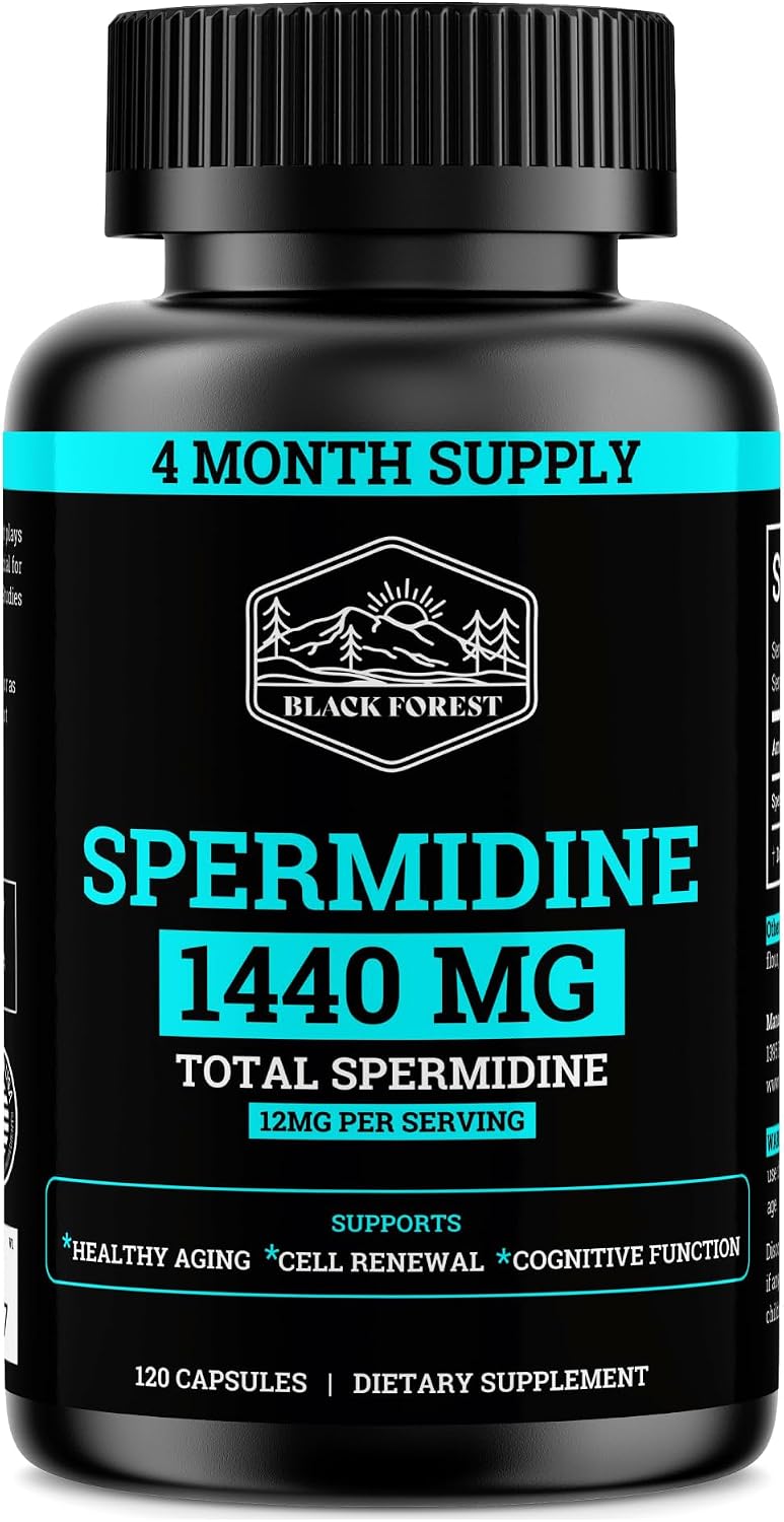 Spermidine Supplement (1440mg of 99% Pure Spermidine Supplements For Women & Men) 4 Months Supply (100X More Potent Than Wheat Germ Extract) 12MGS Per Serving For Cellular Health, Anti-Aging & Energy