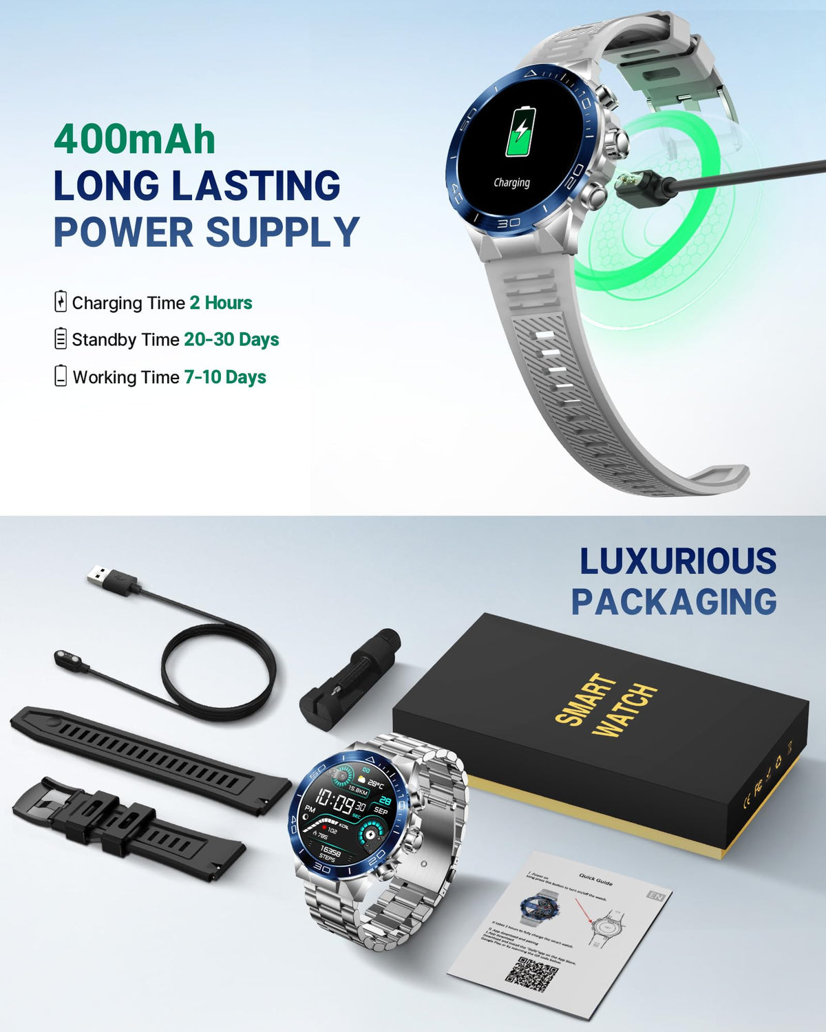 SOUYIE Smart Watch for Men Answer/Make Call 1.43" AMOLED 24H Health Monitor