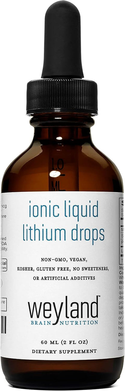 Ionic Liquid Lithium Drops | Magnesium, Sodium, Potassium, Lithium | Brain Health | Trace Mineral Drops | 60 mL (2 Fl Oz)