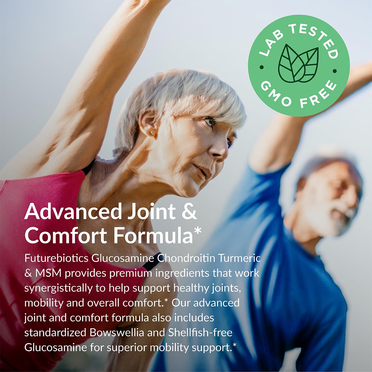 Futurebiotics Glucosamine Chondroitin Turmeric & MSM Advanced Joint Formula, Supports Healthy Joints & Mobility - Non-GMO, 90 Capsules