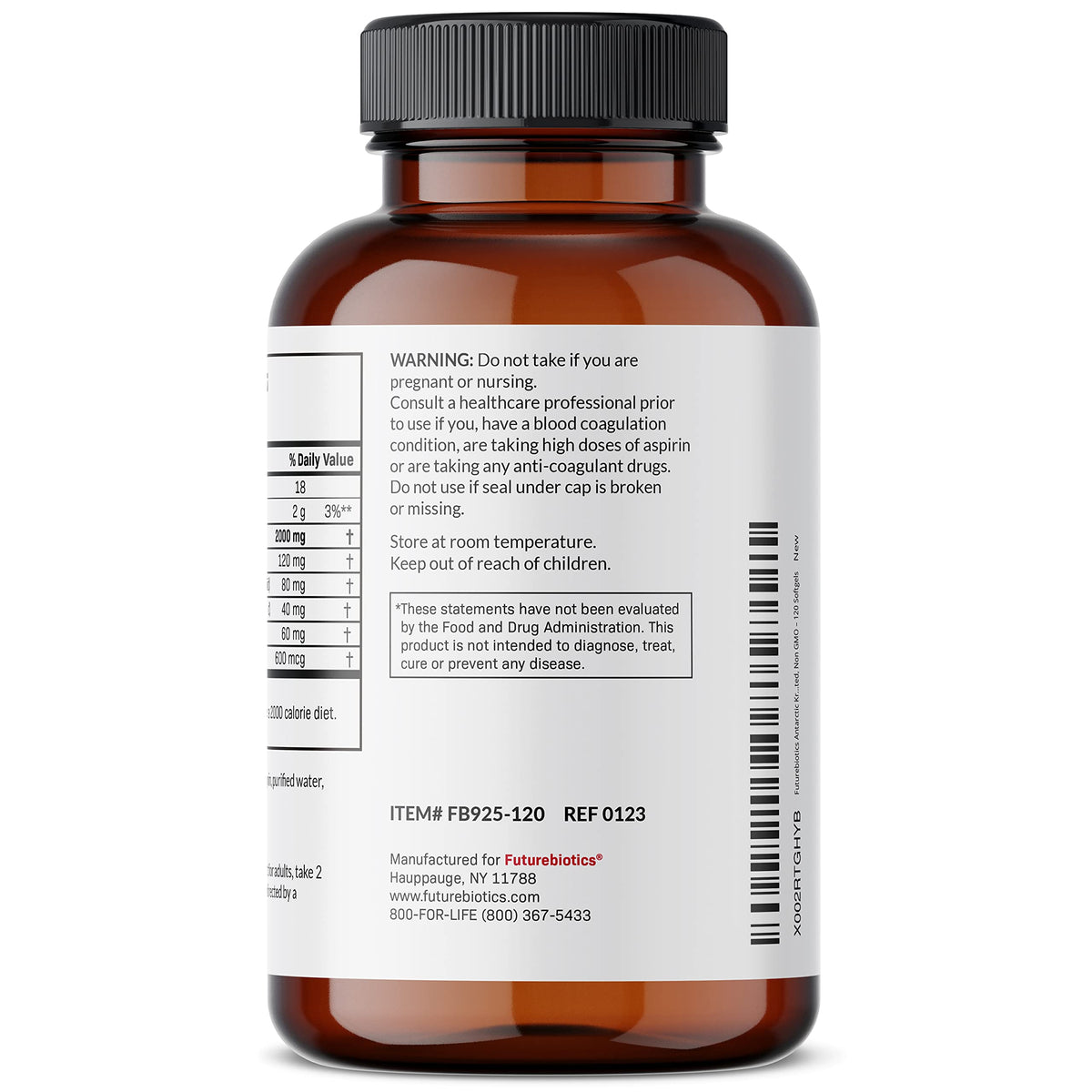 Futurebiotics Antarctic Krill Oil 2000mg with Astaxanthin, Omega-3s EPA, DHA and Phospholipids - 100% Pure Premium Krill Oil Heavy Metal Tested, Non GMO – 120 Softgels