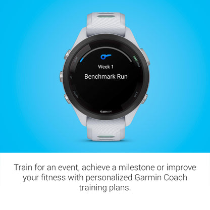Garmin Forerunner® 265S, Running Smartwatch, 42mm, Whitestone/Neo Tropic