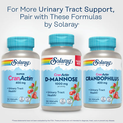 Solaray D-Mannose 1000mg with CranActin Cranberry Supplement 400mg, Urinary Tract Health & Bladder Support Capsules with Vitamin C, Vegan, 60 Day Guarantee, 75 Servings, 150 VegCaps