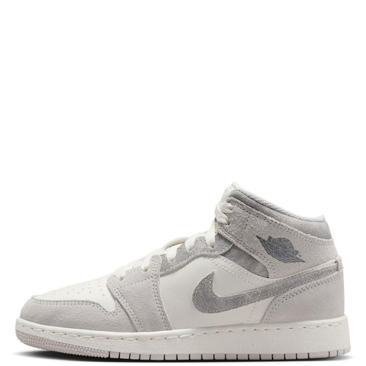 Air Jordan 1 Mid SE Big Kids' Shoes (FQ8088-002, Neutral Grey/Sail/Smoke Grey) Size 6.5