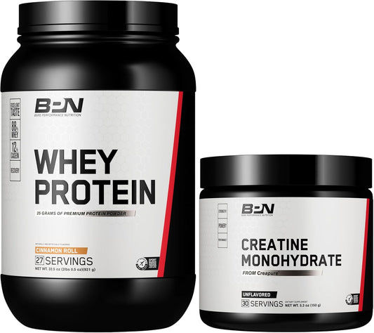 BARE PERFORMANCE NUTRITION BPN Whey Cinnamon Roll Protein + Creatine Bundle