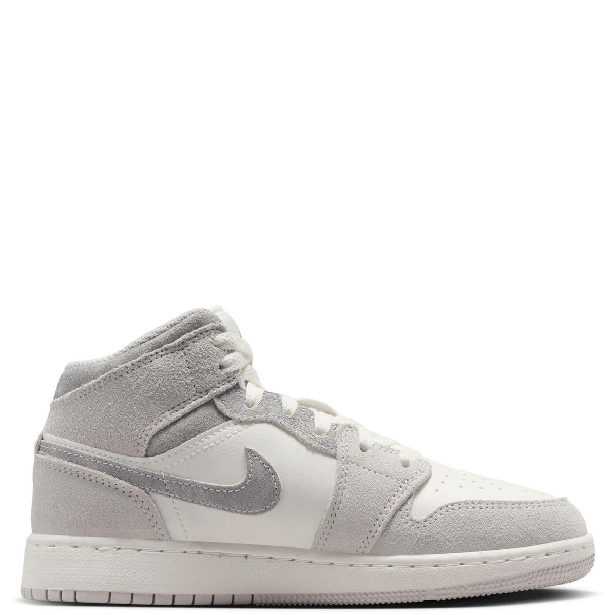 Air Jordan 1 Mid SE Big Kids' Shoes (FQ8088-002, Neutral Grey/Sail/Smoke Grey) Size 6.5