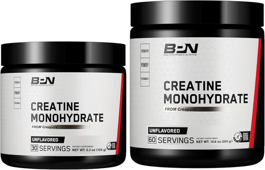 BARE PERFORMANCE NUTRITION, BPN Pure Creatine Monohydrate Powder by Creapure 2PACK, 5g of Creatine per Serving, Unflavored Creatine Powder, 90 Servings Total