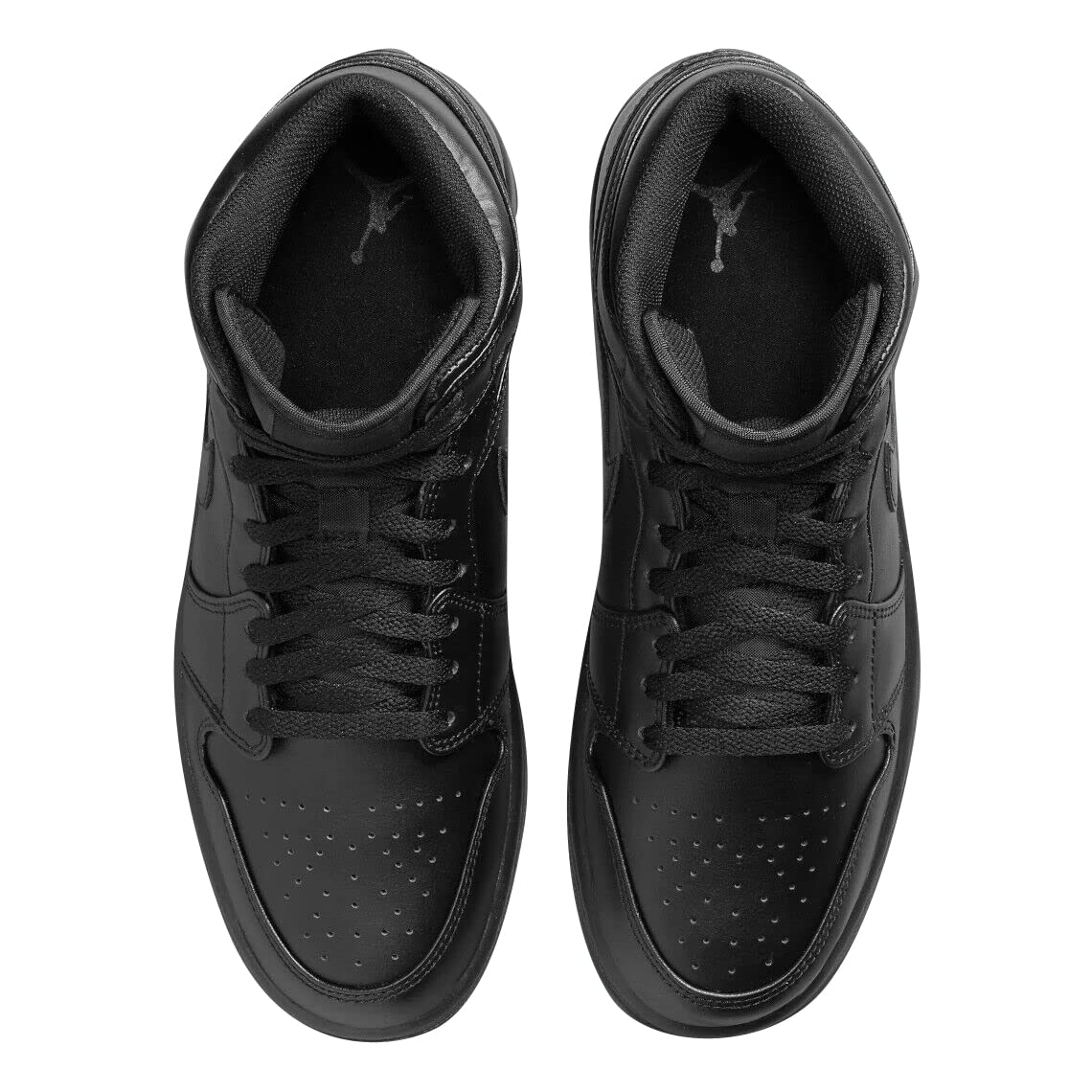Black Air Jordan 1 Mid Trainers by Nike