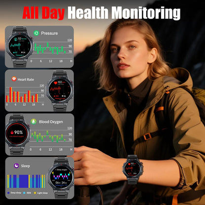 Jugeman Military Smart Watch for Men, Dual-Band GPS, 1.43" AMOLED Outdoor Smartwatch, 5ATM Waterproof Fitness Watch with Bluetooth Calls, Heart Rate/Sleep Monitor/Compass 160+ Sports for Android iOS