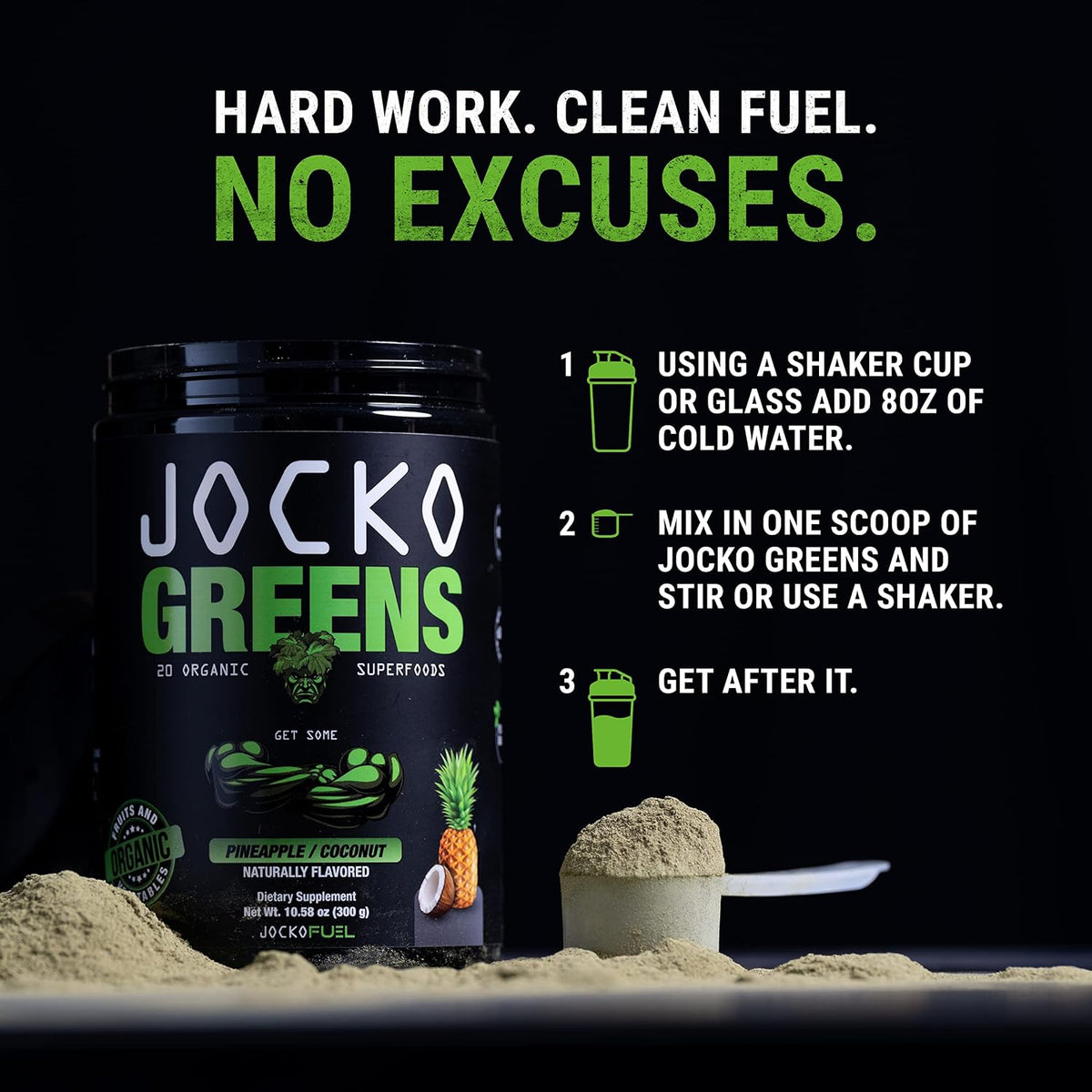 Jocko Fuel Daily Greens Powder - Premium Organic Greens Superfood Powder for Gut Health, Digestion, Bloating, Immune Support with Spirulina, Chlorella, Digestive Enzymes, & Probiotics - 30 Servings