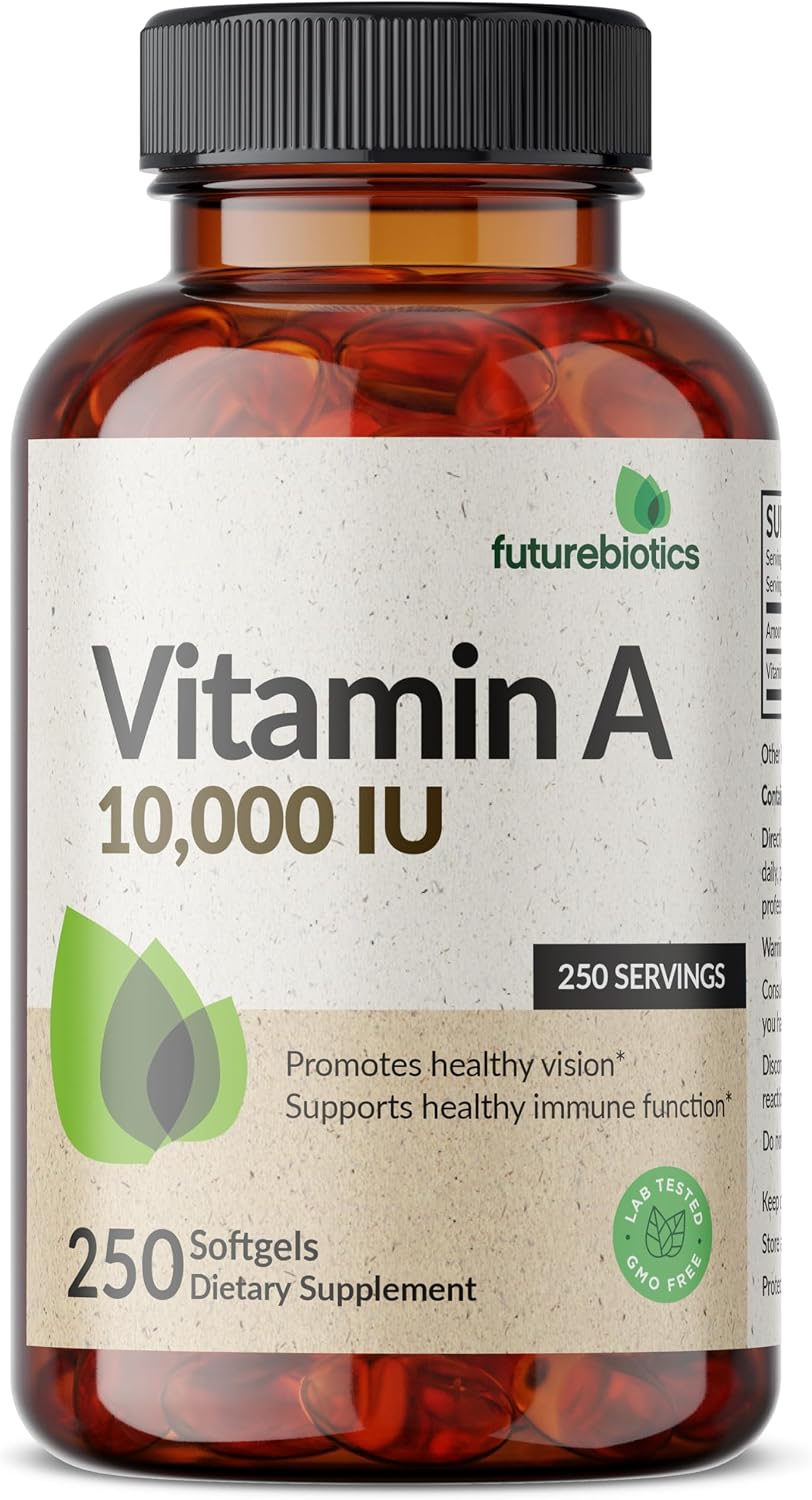 Futurebiotics Vitamin A 10,000 IU Premium Non-GMO Formula Supports Healthy Vision & Immune System and Healthy Growth & Reproduction, 250 Softgels