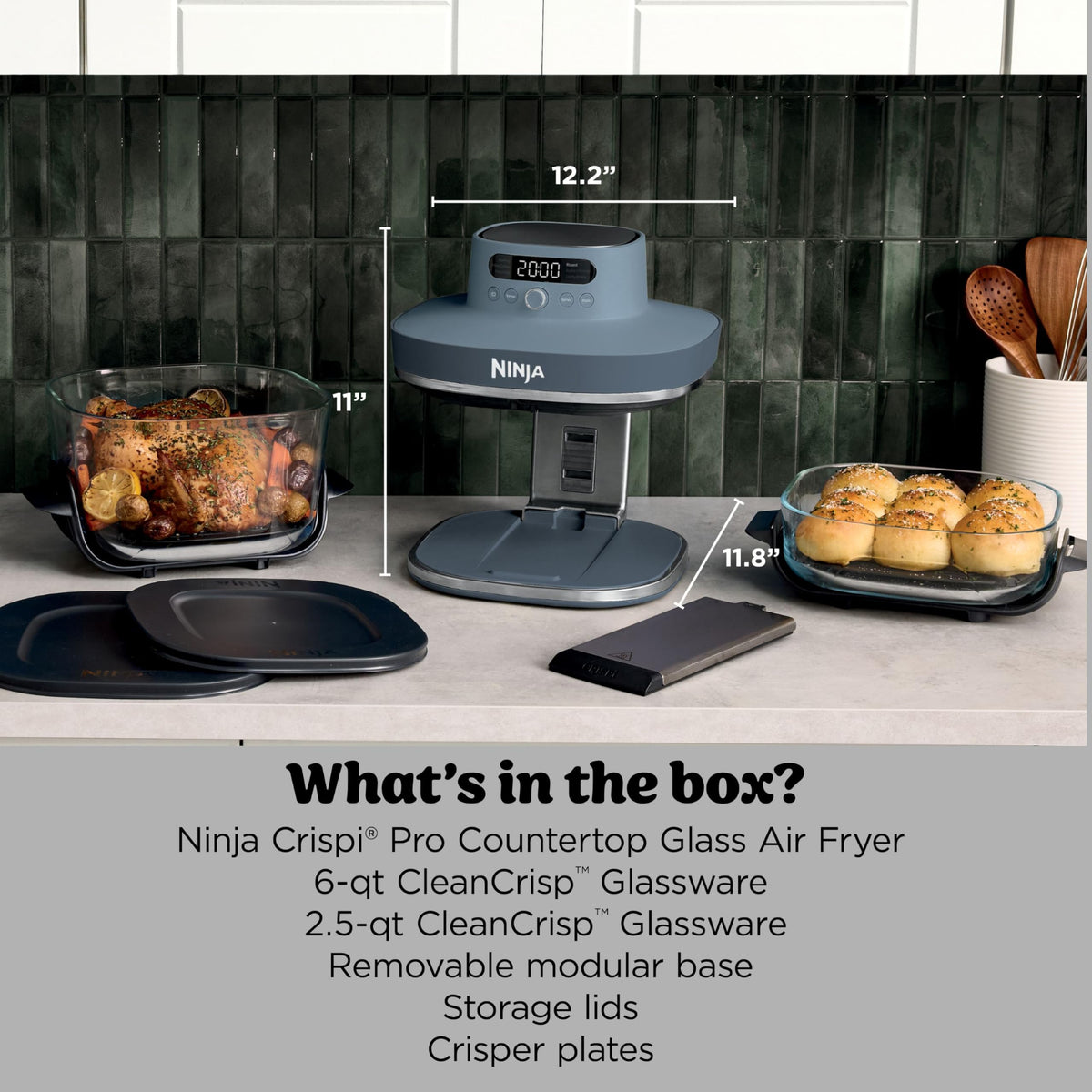 Ninja Crispi Pro Glass Air Fryer, 6-in-1, Cyberspace, AS101CY