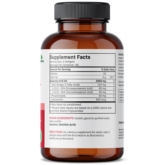 Futurebiotics Antarctic Krill Oil 2000mg with Astaxanthin, Omega-3s EPA, DHA and Phospholipids - 100% Pure Premium Krill Oil Heavy Metal Tested, Non GMO – 120 Softgels