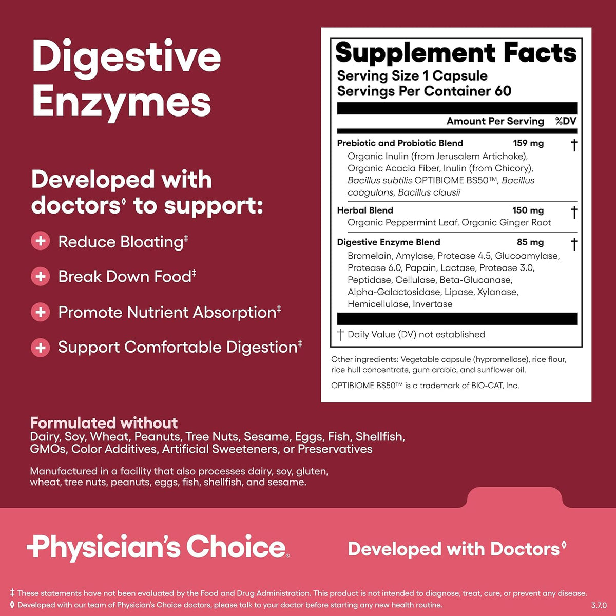Physician's CHOICE - Optimal Gut Health Bundle: 60 Billion Probiotics + Digestive Enzymes for Digestive Comfort and Immune Support
