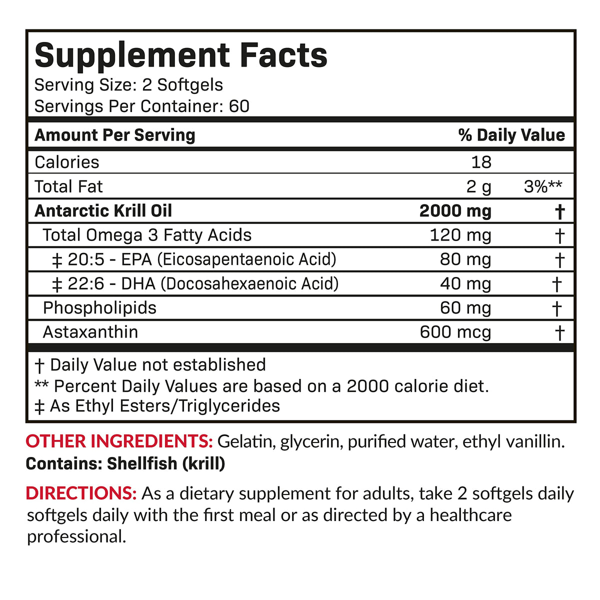 Futurebiotics Antarctic Krill Oil 2000mg with Astaxanthin, Omega-3s EPA, DHA and Phospholipids - 100% Pure Premium Krill Oil Heavy Metal Tested, Non GMO – 120 Softgels